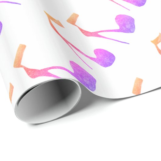 Papier Cadeau Chaussures à talon rose parties scintillant (Coin rond)