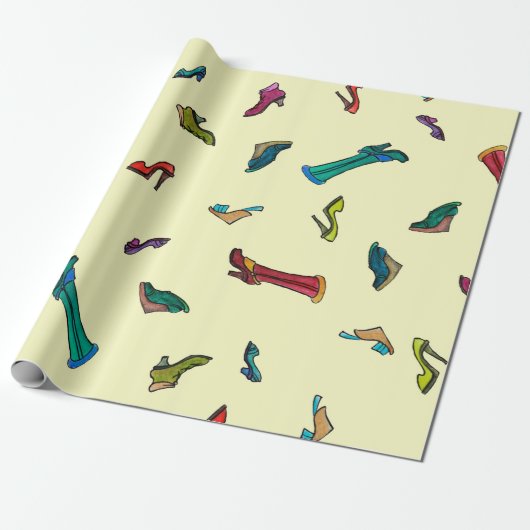 Papier Cadeau Chaussures aquarelle motif transparent (Déroulé)