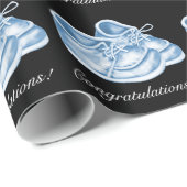 Papier Cadeau Chaussures Bleues Cute Bébé Garçon Douche Wrapping (Coin rond)