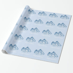 Papier Cadeau Chaussures bleues mignonnes pour bébé garçon Showe