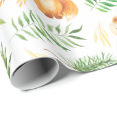 Papier Cadeau Chaussures et Feuilles verts Whimsical | (Coin rond)