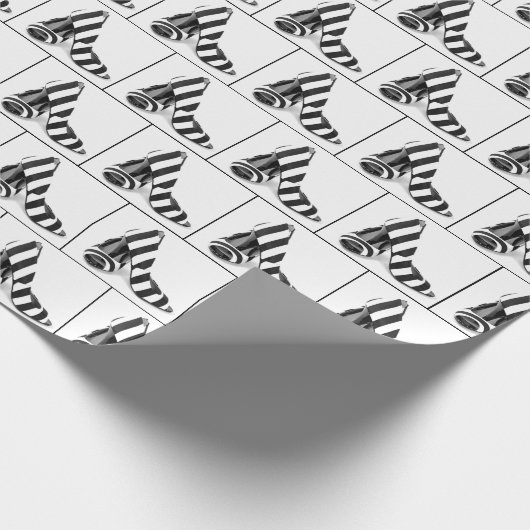 Papier Cadeau Chaussures rayées en noir et blanc (Coin)