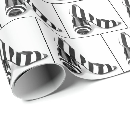 Papier Cadeau Chaussures rayées en noir et blanc (Coin rond)