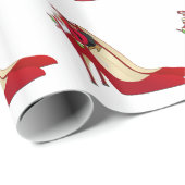 Papier Cadeau Chaussures Red High Heel / Père Noël Elf (Coin rond)