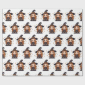 Papier Cadeau Chauve sorcière d'Halloween | Éffrayant adorable (Plat)