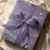 Papier Cadeau Chauve-souris Éffrayante violette Halloween