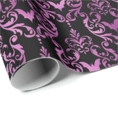 Papier Cadeau Chauve-souris et chauves-souris noires Damask Hall (Coin rond)