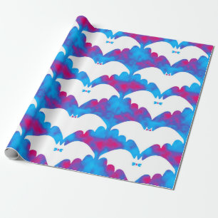 Papier Cadeau Chauve-souris et vaches Bleu rose