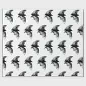 Papier Cadeau Chauve-souris gothique Vampire (Plat)