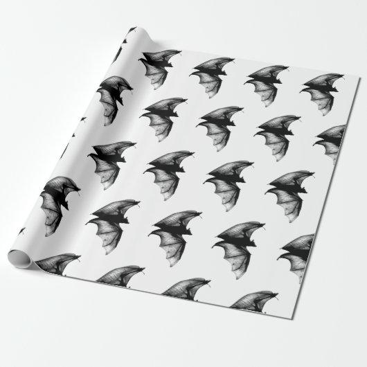 Papier Cadeau Chauve-souris gothique Vampire (Déroulé)