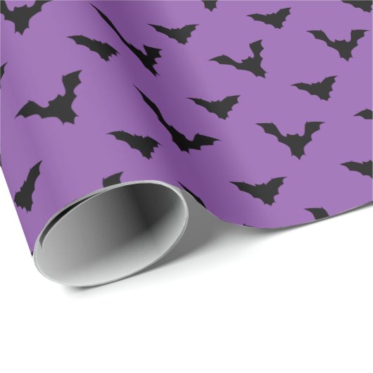 Papier Cadeau chauve-souris motif violet (Coin rond)