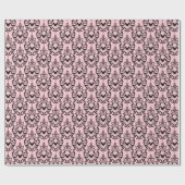 Papier Cadeau Chauve-souris rose et noire Damas (Plat)