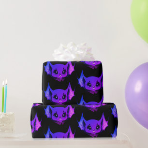 Papier Cadeau Chauve-souris vampire violette mignonne pour Hallo