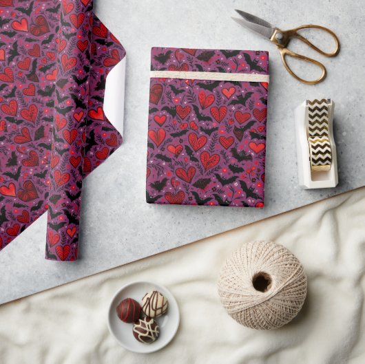 Papier Cadeau Chauves-souris & Cœurs (Artisanat)