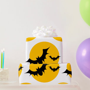 Papier Cadeau Chauves-souris de Halloween Silhouette Pleine Lune