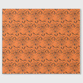 Papier Cadeau Chauves-souris d'Halloween et araignées (Plat)