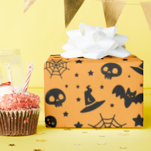 Papier Cadeau Chauves-souris et araignées Éffrayant Halloween Ja