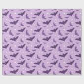 Papier Cadeau Chauves-souris gothiques mignonnes violettes (Plat)