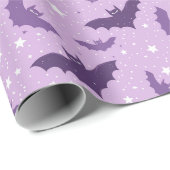 Papier Cadeau Chauves-souris gothiques mignonnes violettes (Coin rond)