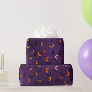 Papier Cadeau Chauves-souris violettes et orange glamour pour fo