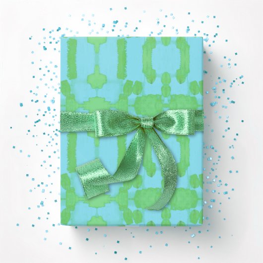 Papier Cadeau Chavanel Brushstroke Ikat in Green and Aqua