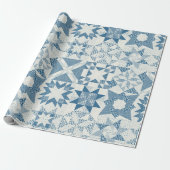 Papier Cadeau Cheater Traditionnel Patchwork Stars Quilt Blue (Déroulé)