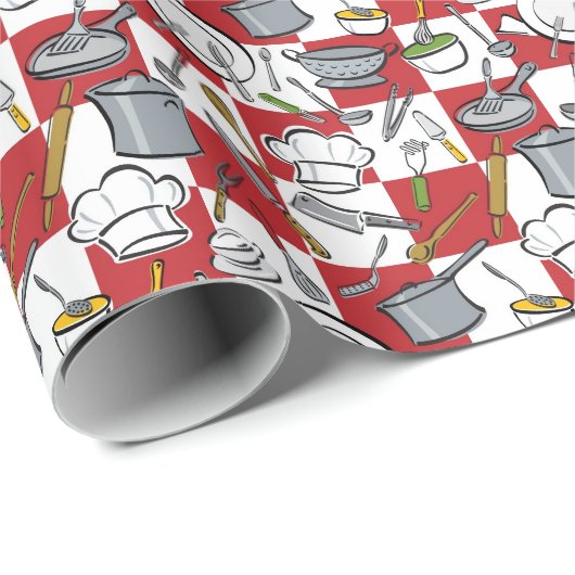 Papier Cadeau Check Kitchen Tools (Coin rond)