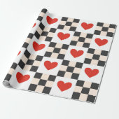 Papier Cadeau Checkboard Hearts (Déroulé)