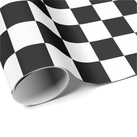 Papier Cadeau Checkerboard pattern black and white (Coin rond)