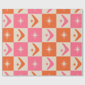 Papier Cadeau Checkered Mid Century Boomerangs pink and orange  (Plat)