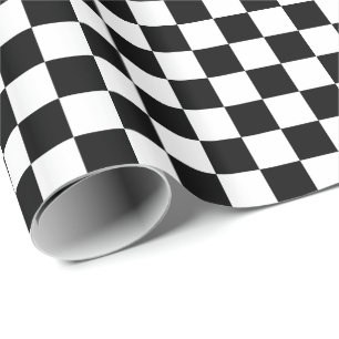 Papier Cadeau Checkered noir et blanc