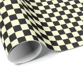 Papier Cadeau Checkered - noir et crème (Coin rond)