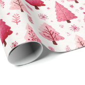 Papier Cadeau Cheerful Red & Pink Tree Illustration (Coin rond)