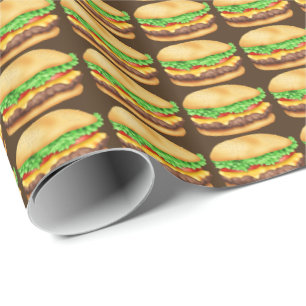 Papier Cadeau Cheese burger fast food thème emballage papier