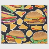Papier Cadeau Cheeseburgers colorés et vibrants (Plat)