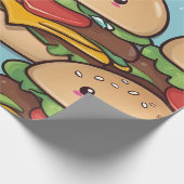 Papier Cadeau Cheeseburgers Kawaii colorés et vibrants (Coin)