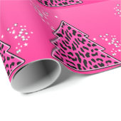 Papier Cadeau Cheetah Leopard rose Arbre de Noël (Coin rond)