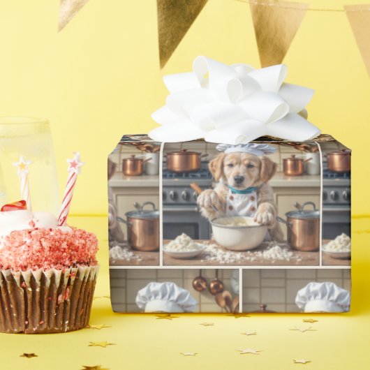 Papier Cadeau Chef Golden Retriever Puppy Baking (Fête d'anniversaire)
