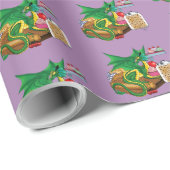 Papier Cadeau Chef pâtissier Dragon Vert (Coin rond)