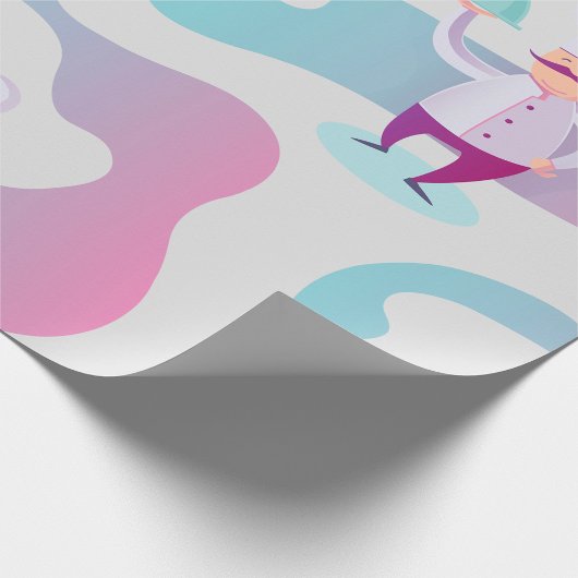 Papier Cadeau Chef souriant avec Moustache et plateau de service