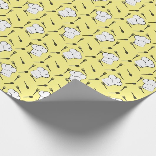 Papier Cadeau Chefs Casquette Fourches Cuillères Motif culinaire (Coin)