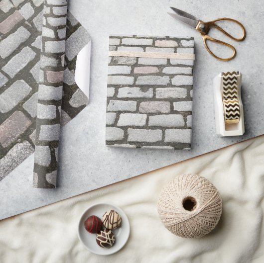 Papier Cadeau Chemin de pierre Gris Cobblestone Street Sidewalk (Artisanat)