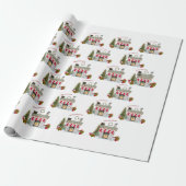 Papier Cadeau Cheminée de Noël joyeux Nom de famille (Déroulé)