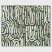 Papier Cadeau Chemins verts Abstraits à l'aquarelle Papier (Plat)