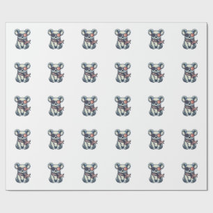 Papier Cadeau Chemise à motif de koala patriotique gravure vinta