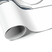 Papier Cadeau Chemise avec gravure vintage de père et enfant pêc (Coin rond)