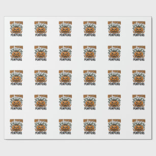 Papier Cadeau Chemise de citrouille d'Halloween Gravure vintage