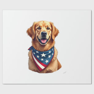 Papier Cadeau Chemise de gravure vintage Retriever doré patrioti