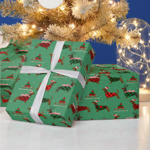 Papier Cadeau Chemise de Noël Santa Chien Teckel Xmas