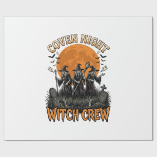 Papier Cadeau Chemise de sorcière d'Halloween gravée vintage Cov